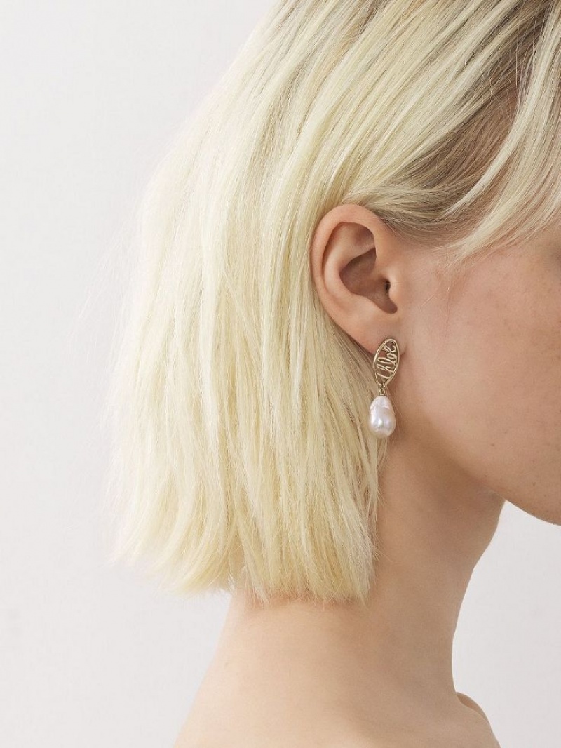 Aretes Chloe Darcey Encaje Drop Dorados Blancos | CHE-SR14438