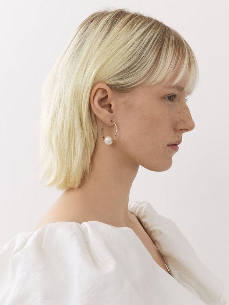Aretes Chloe Darcey Hoop Dorados Blancos | CHE-SR14441