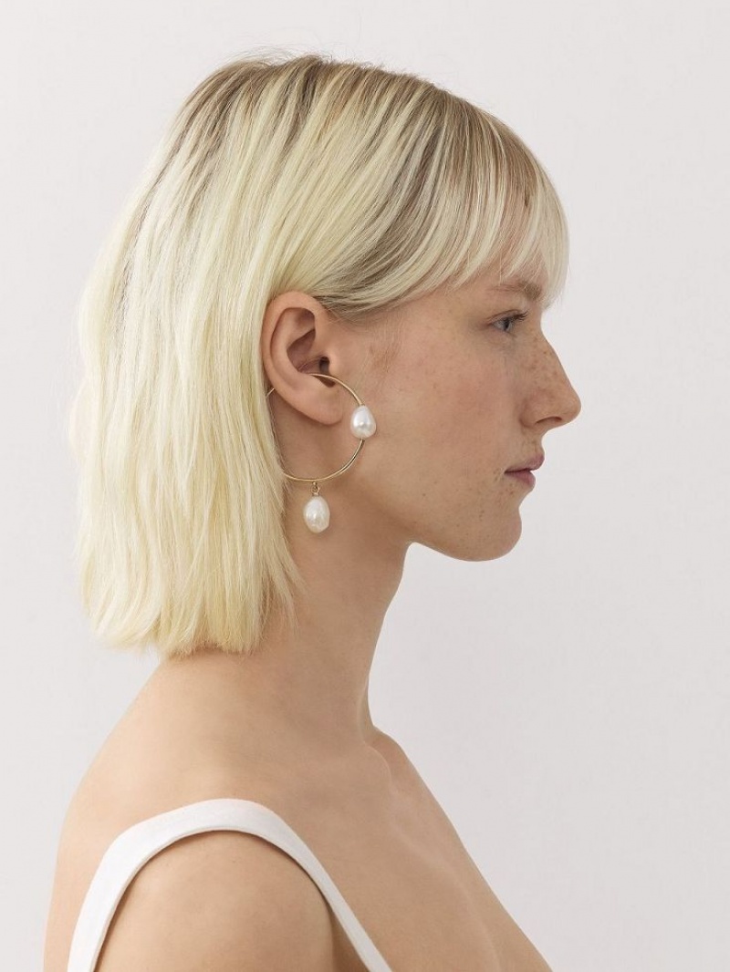 Aretes Chloe Darcey Hoop Dorados Blancos | CHE-SR14442