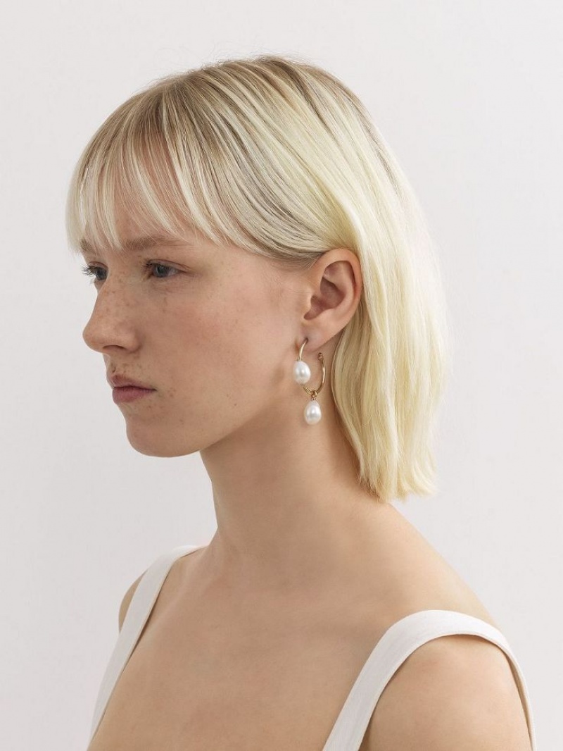 Aretes Chloe Darcey Hoop Dorados Blancos | CHE-SR14442