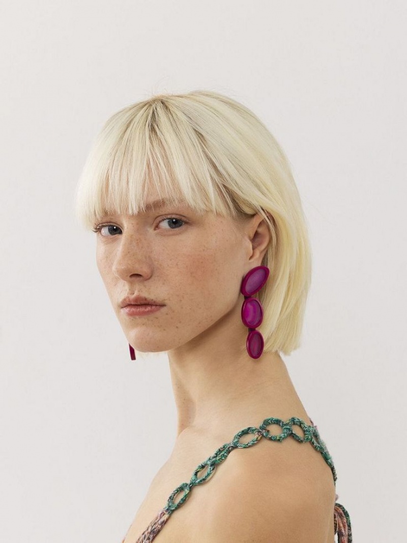 Aretes Chloe Jemma Fucsia Morados | CHE-SR14396