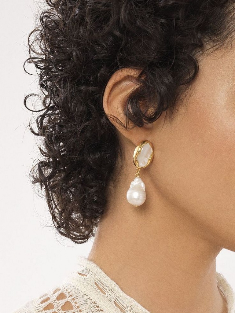 Aretes Chloe Sybil Dorados Blancos | CHE-SR14460