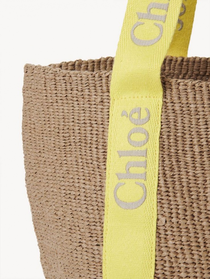 Baskets Chloe Large Woody Amarillos Beige | CHE-SR13628