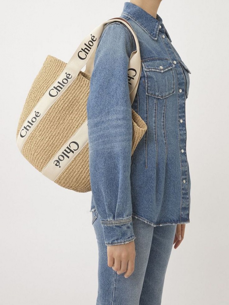Baskets Chloe Large Woody Blancos | CHE-SR13658