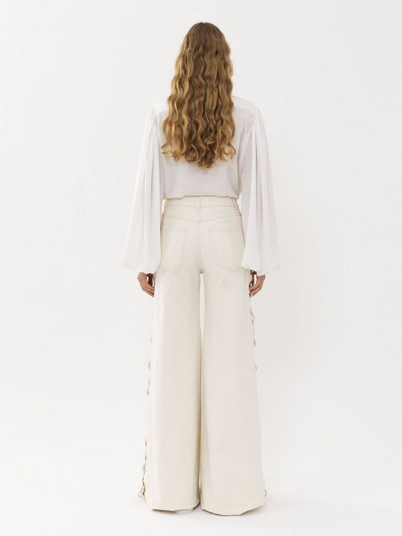 Blusa Chloe Gathered-sleeve Blancos | CHE-SR13915