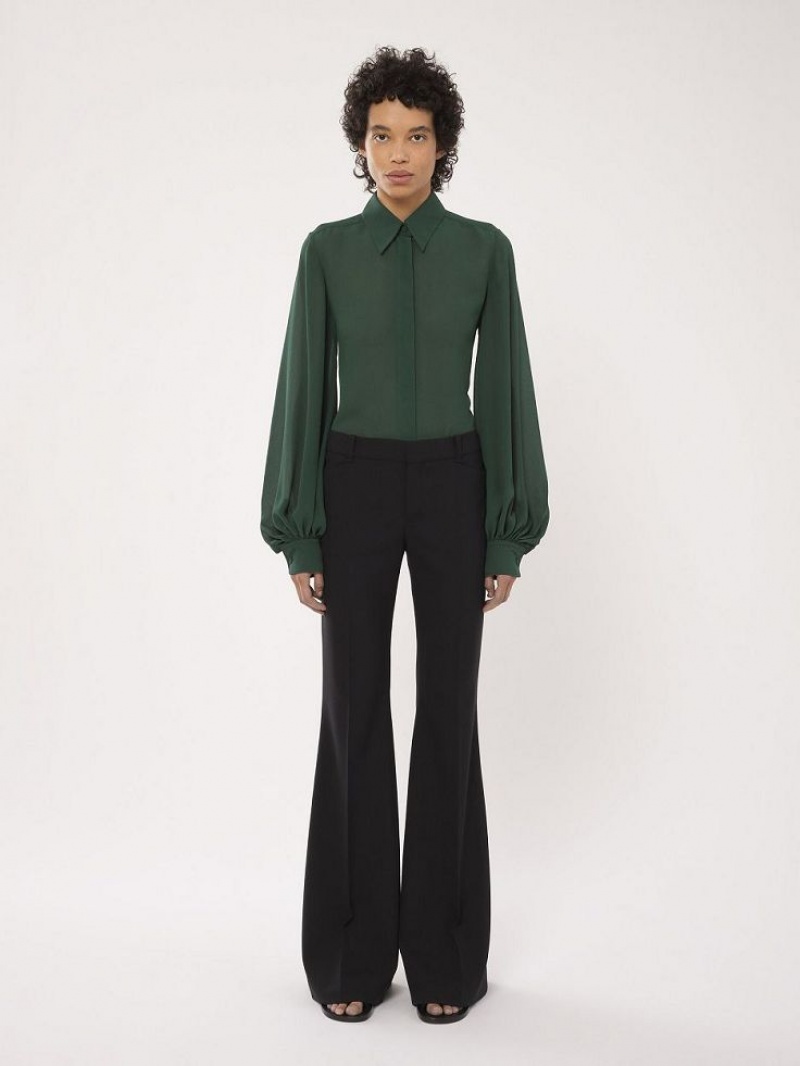 Blusa Chloe Gathered-sleeve Verdes Oscuro | CHE-SR13913