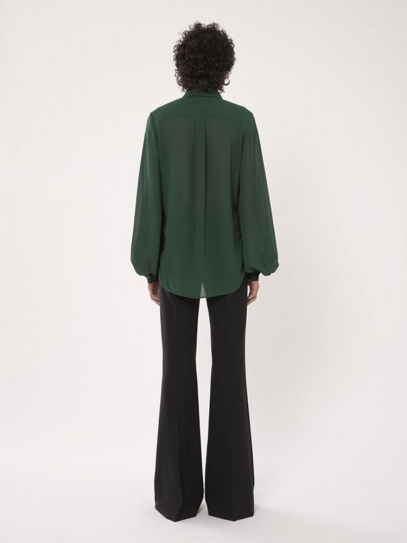 Blusa Chloe Gathered-sleeve Verdes Oscuro | CHE-SR13913