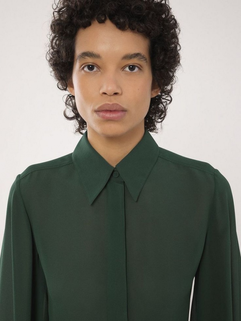 Blusa Chloe Gathered-sleeve Verdes Oscuro | CHE-SR13913
