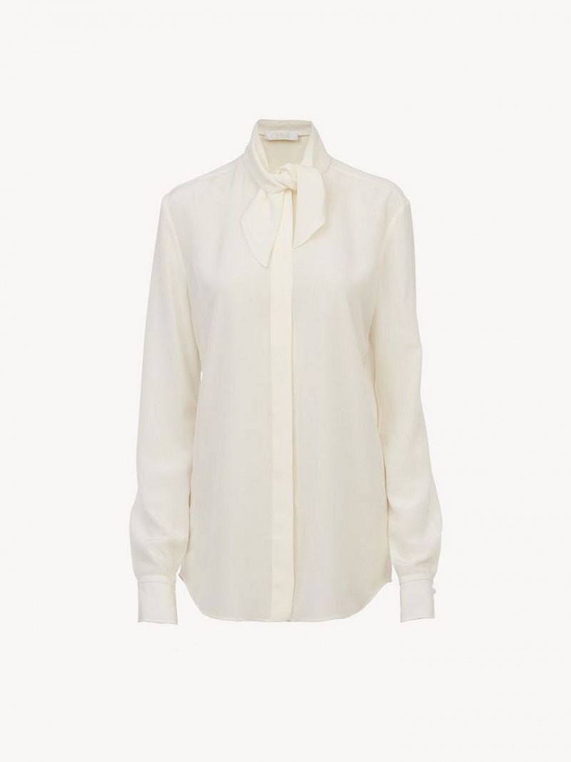 Blusa Chloe Scarf Blancos | CHE-SR13904
