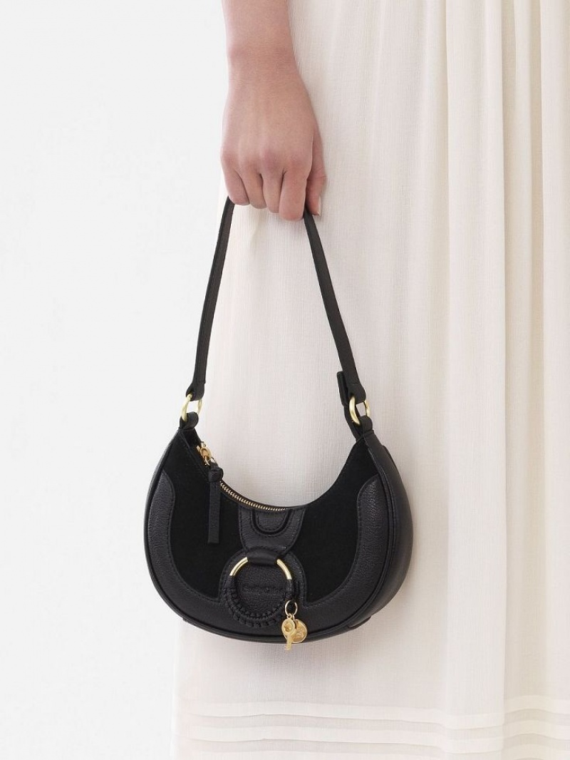 Bolsa De Hombro Chloe Hana Half Moon Negros | CHE-SR14623