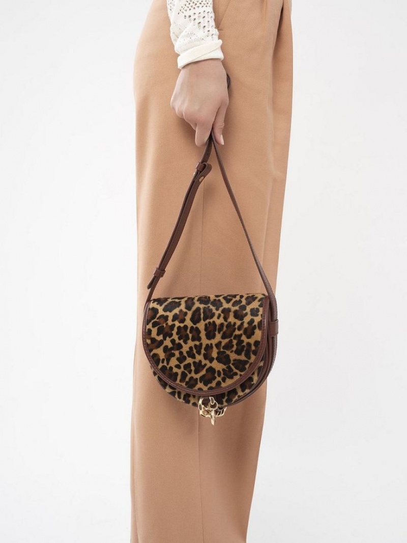 Bolsa De Hombro Chloe Mara Small Saddle Cobra Marrom | CHE-SR14603