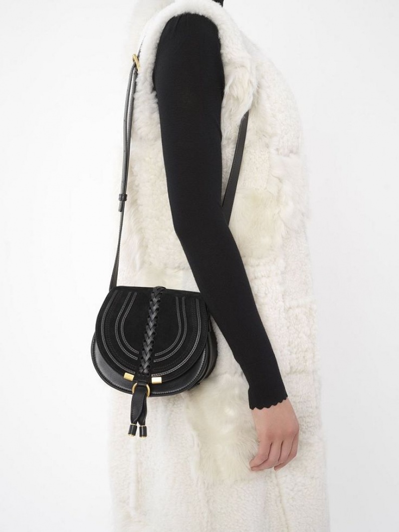 Bolsa De Hombro Chloe Marcie Small Saddle Negros | CHE-SR13413