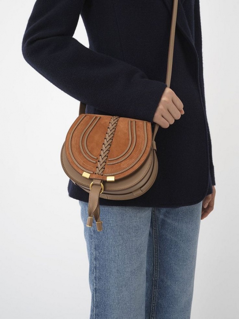Bolsa De Hombro Chloe Marcie Small Saddle Marrom | CHE-SR13414
