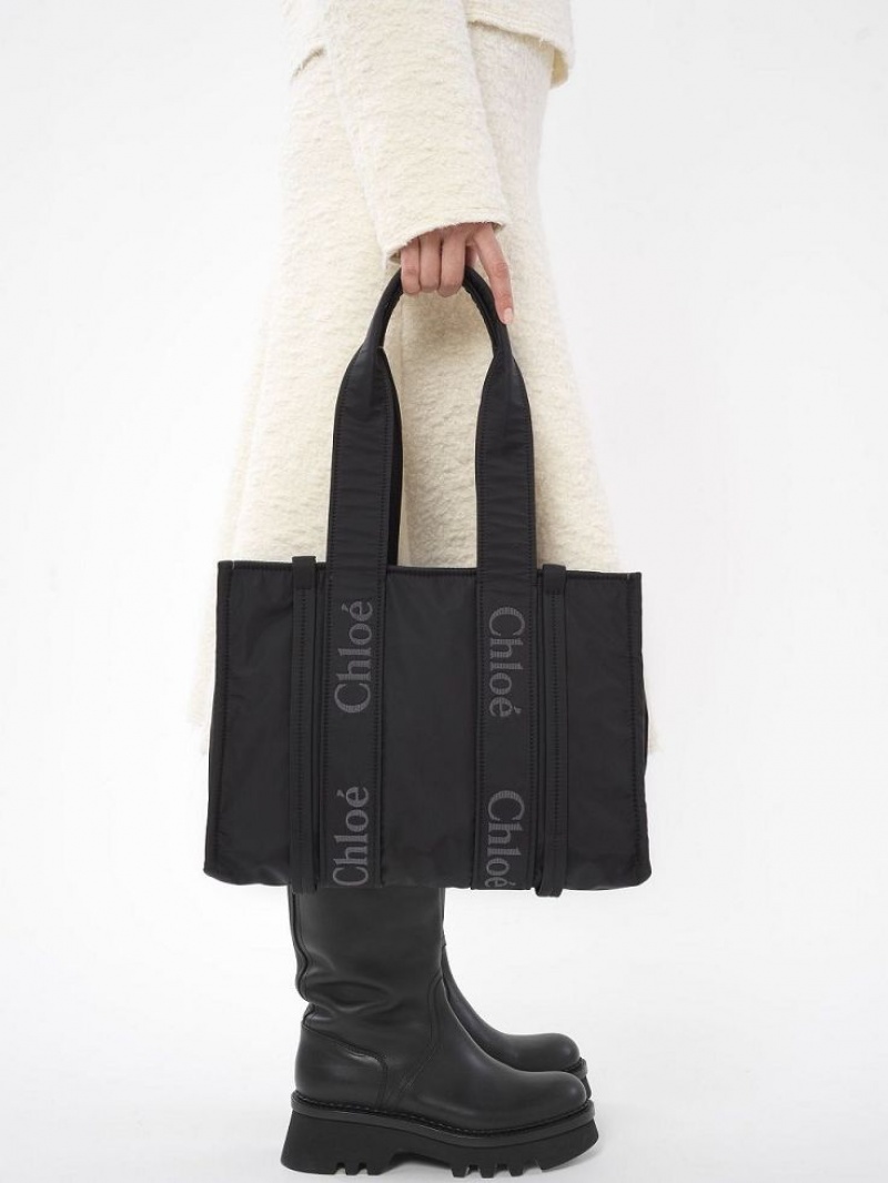 Bolsa De Hombro Chloe Medium Woody Negros | CHE-SR13428