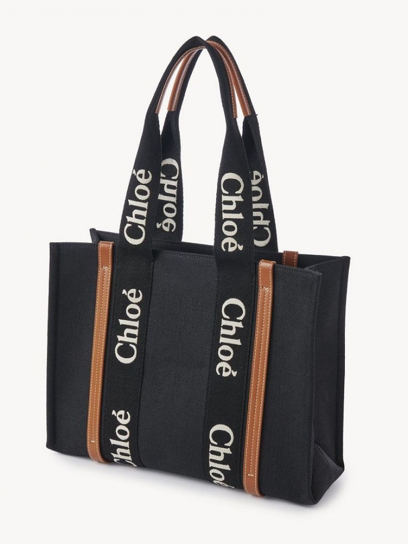 Bolsa De Hombro Chloe Medium Woody Negros Beige | CHE-SR13458