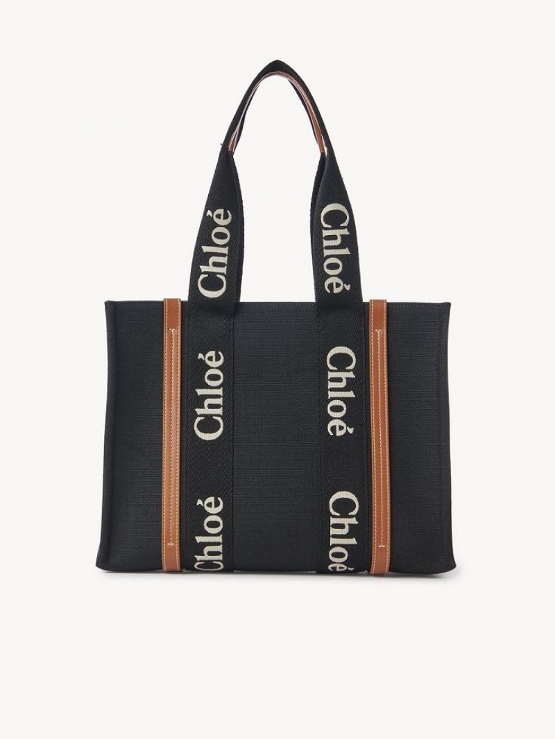 Bolsa De Hombro Chloe Medium Woody Negros Beige | CHE-SR13458
