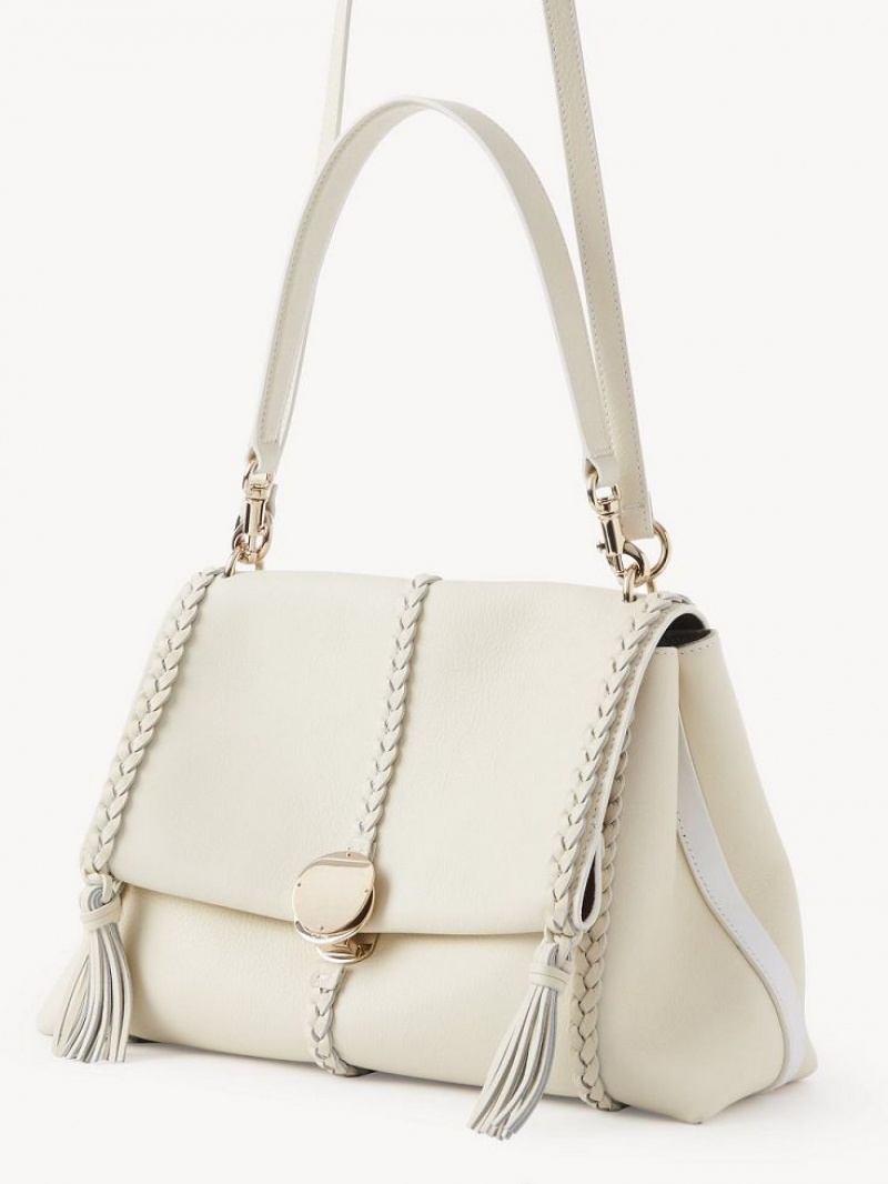 Bolsa De Hombro Chloe Penelope Medium Soft Blancos | CHE-SR13426