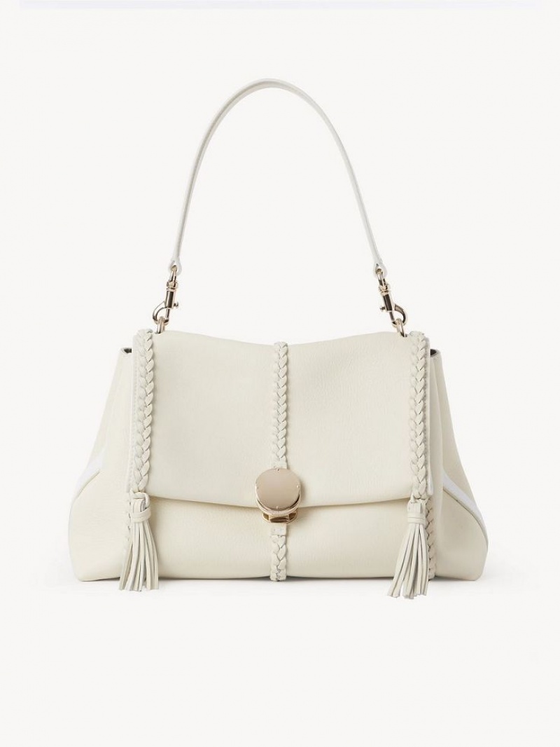 Bolsa De Hombro Chloe Penelope Medium Soft Blancos | CHE-SR13426