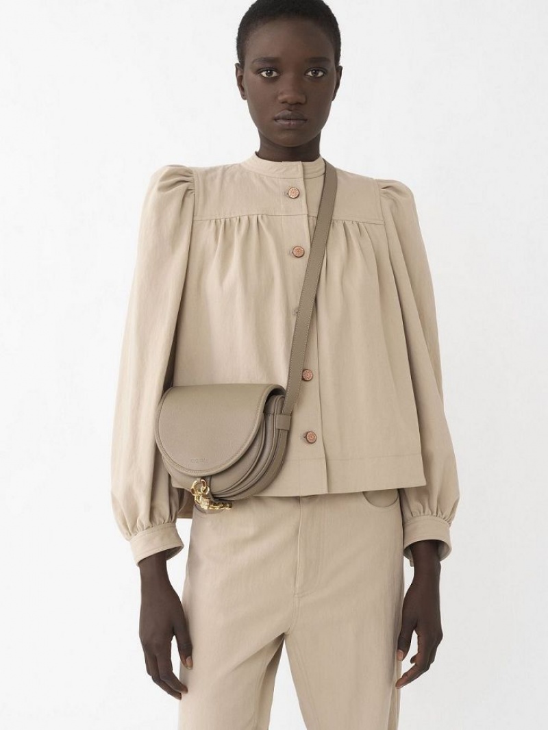 Bolsa De Hombro Chloe Small Mara Saddle Grises | CHE-SR14627