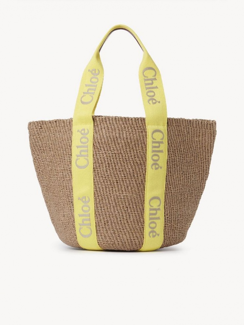 Bolso Tote Chloe Large Woody Basket Amarillos Beige | CHE-SR13330