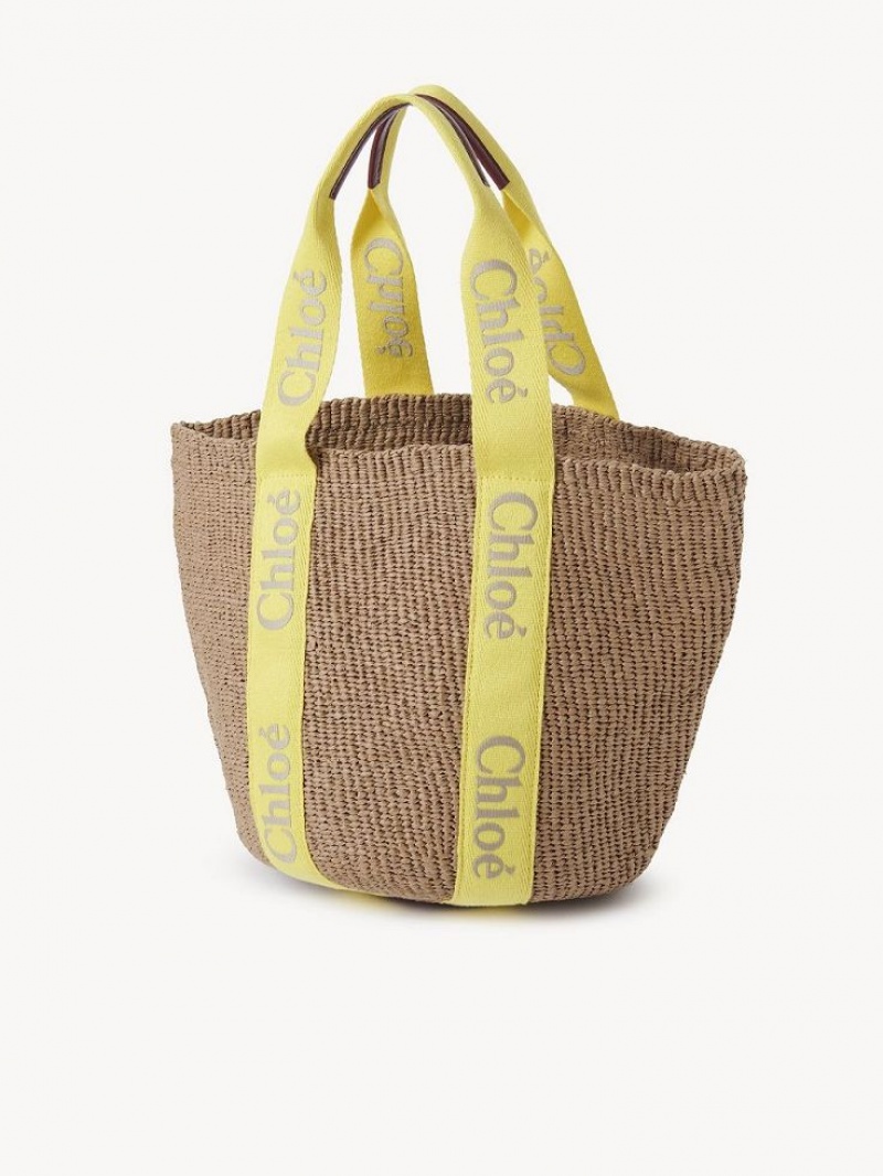 Bolso Tote Chloe Large Woody Basket Amarillos Beige | CHE-SR13330