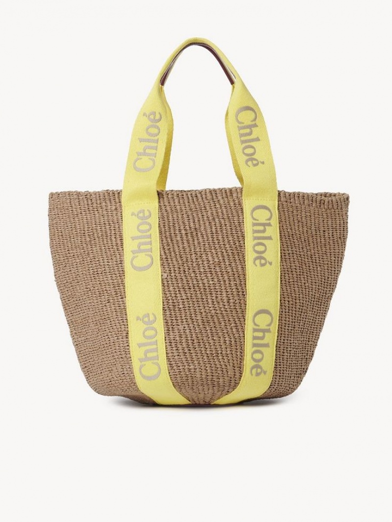 Bolso Tote Chloe Large Woody Basket Amarillos Beige | CHE-SR13330