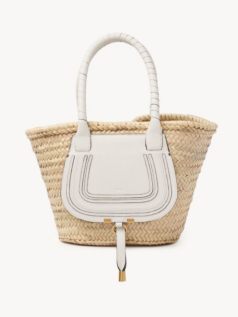 Bolso Tote Chloe Medium Marcie Basket Blancos | CHE-SR13291