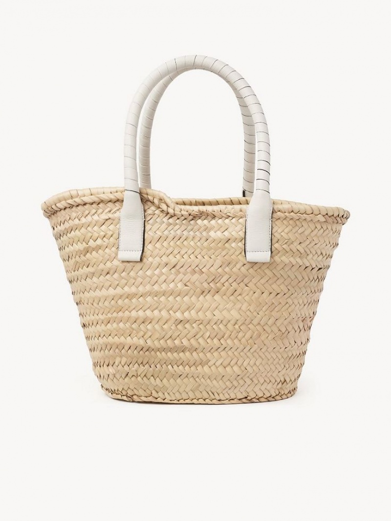 Bolso Tote Chloe Medium Marcie Basket Blancos | CHE-SR13291