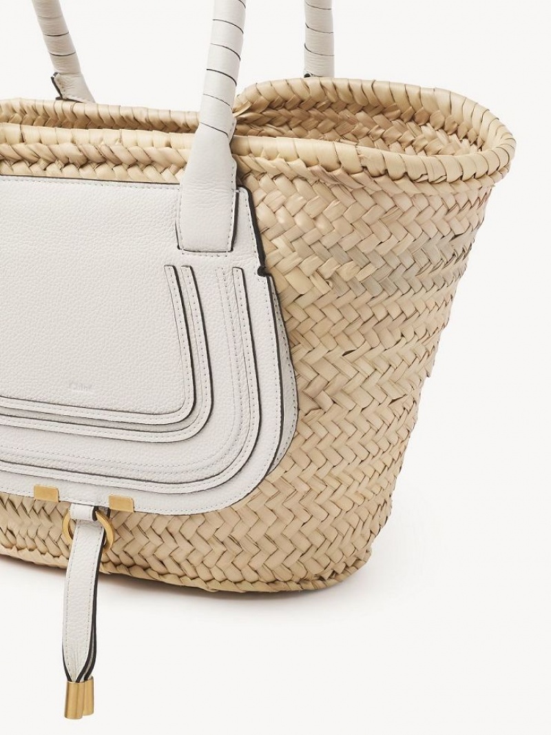 Bolso Tote Chloe Medium Marcie Basket Blancos | CHE-SR13291