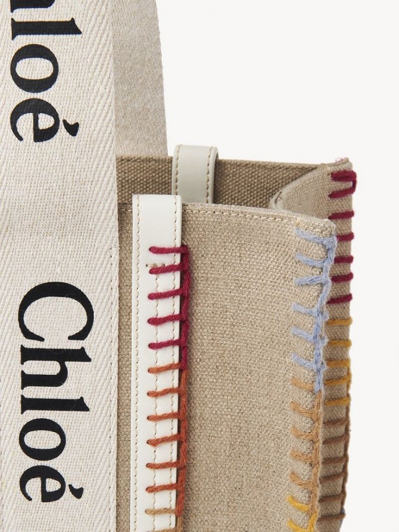 Bolso Tote Chloe Medium Woody Blancos | CHE-SR13295