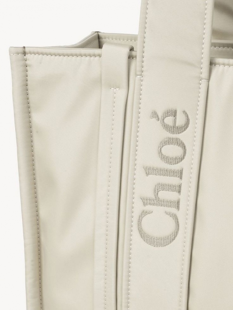 Bolso Tote Chloe Medium Woody Blancos | CHE-SR13288