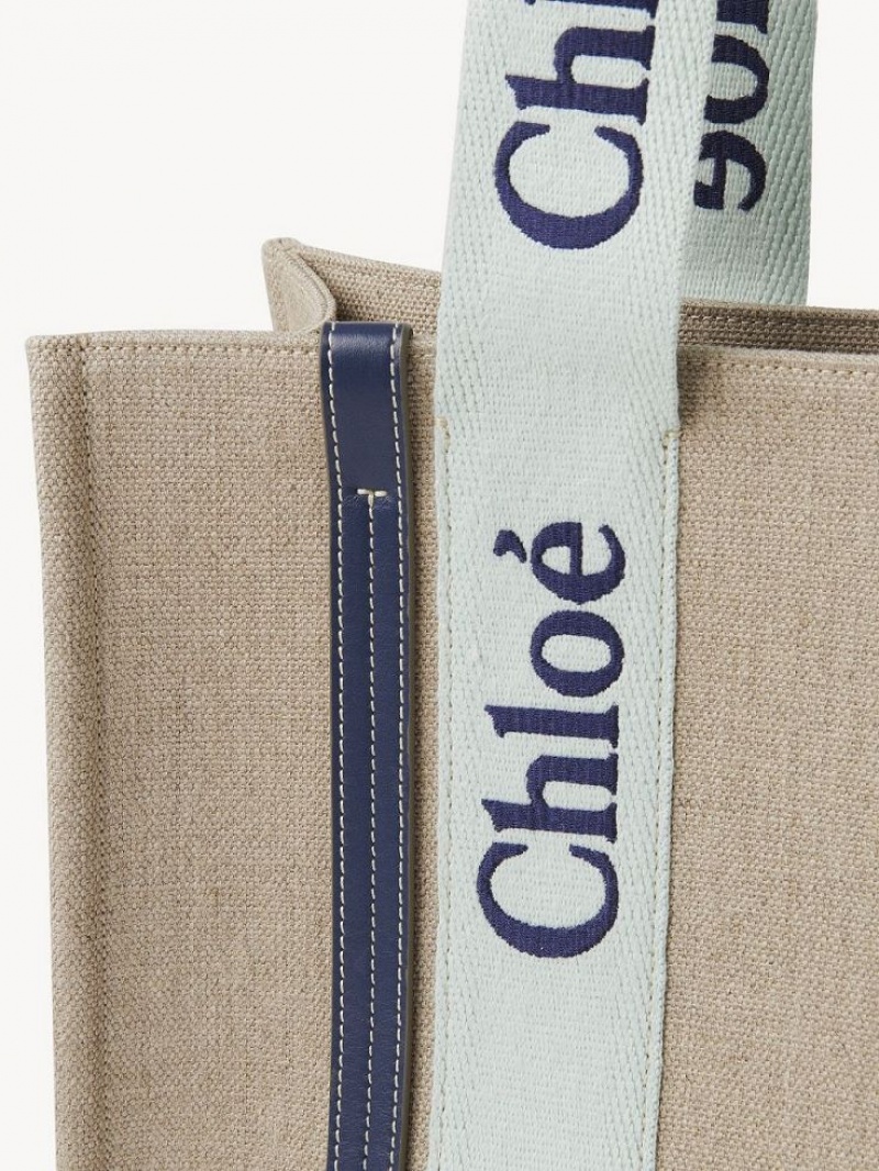 Bolso Tote Chloe Medium Woody Verdes Azules | CHE-SR13365