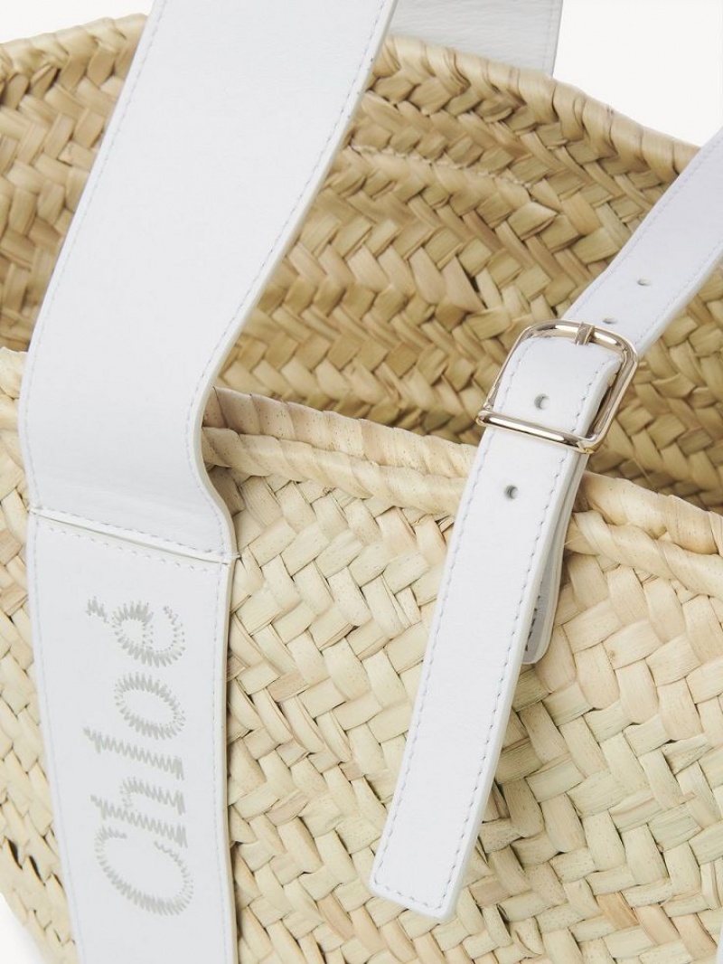 Bolso Tote Chloe Sense Medium Basket Blancos | CHE-SR13381