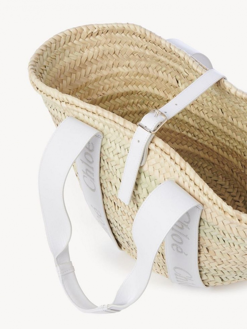 Bolso Tote Chloe Sense Medium Basket Blancos | CHE-SR13381