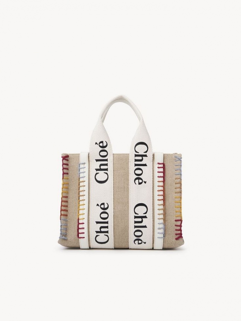 Bolso Tote Chloe Small Woody Blancos | CHE-SR13294