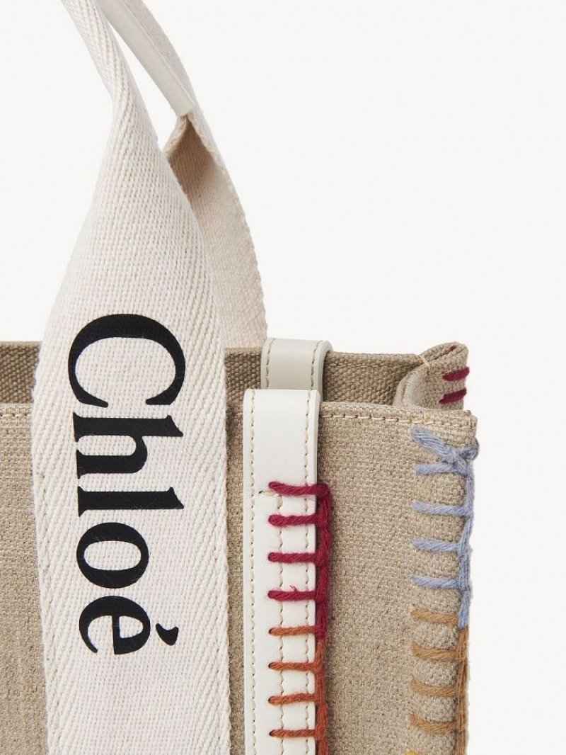 Bolso Tote Chloe Small Woody Blancos | CHE-SR13294