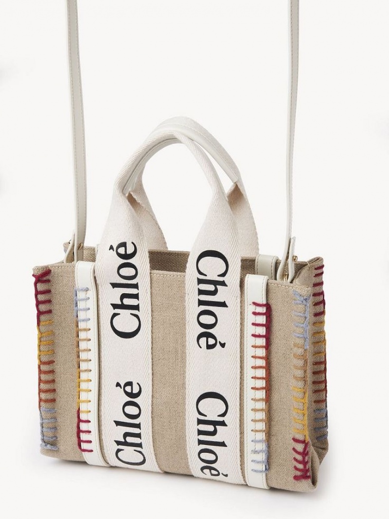 Bolso Tote Chloe Small Woody Blancos | CHE-SR13294