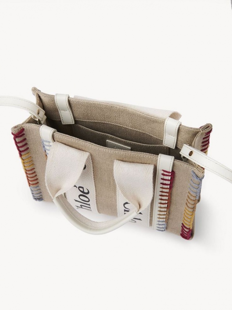 Bolso Tote Chloe Small Woody Blancos | CHE-SR13294