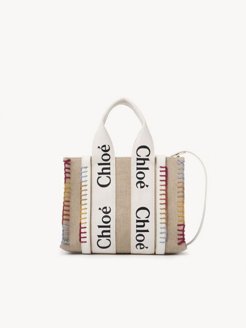 Bolso Tote Chloe Small Woody Blancos | CHE-SR13294