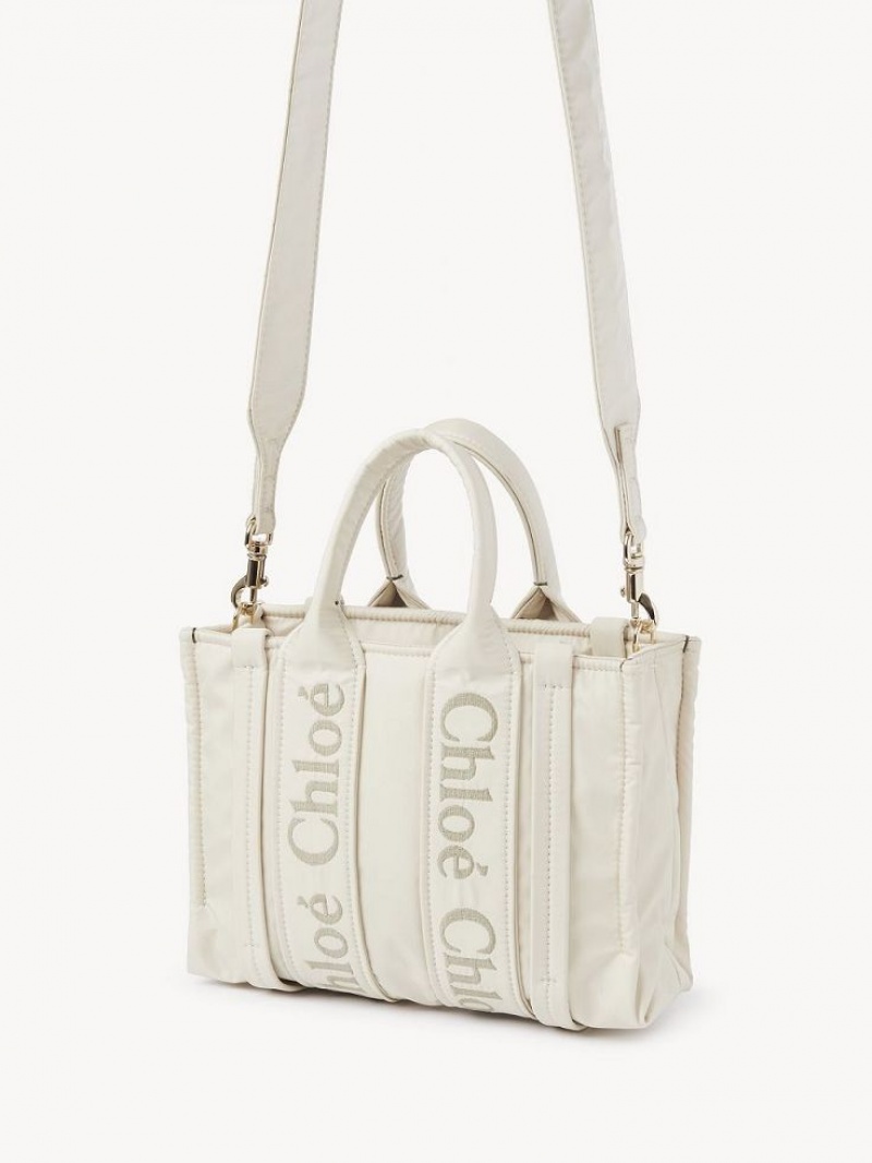 Bolso Tote Chloe Small Woody Blancos | CHE-SR13363