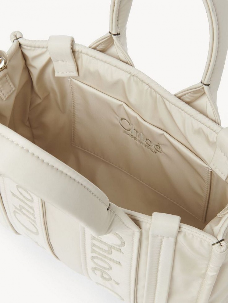 Bolso Tote Chloe Small Woody Blancos | CHE-SR13363