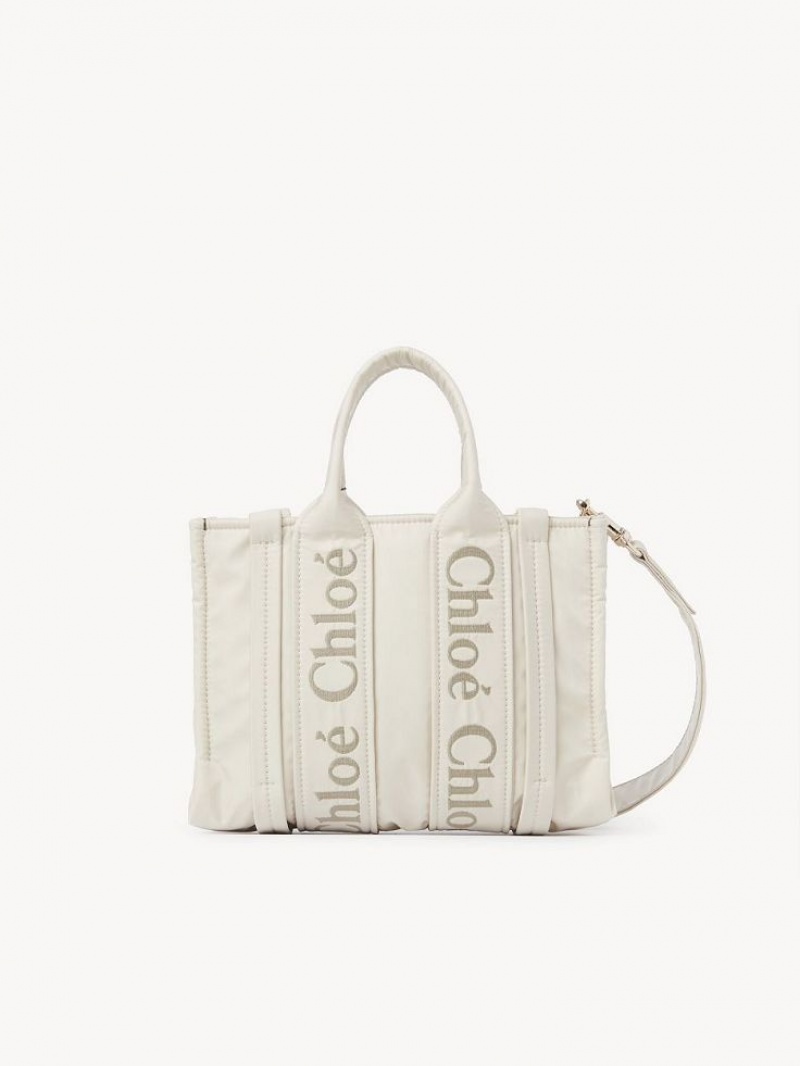Bolso Tote Chloe Small Woody Blancos | CHE-SR13363