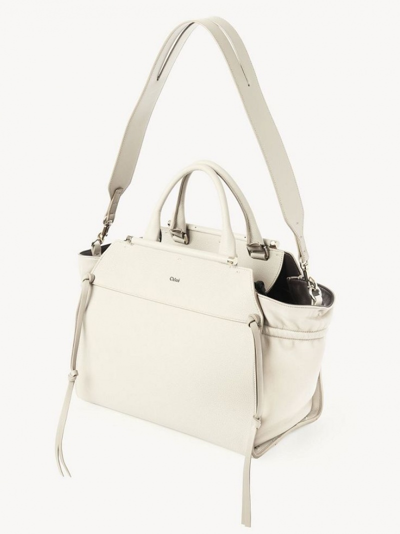 Bolso Tote Chloe Steph Medium Double Carry Blancos | CHE-SR13371