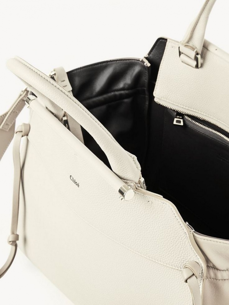 Bolso Tote Chloe Steph Medium Double Carry Blancos | CHE-SR13371