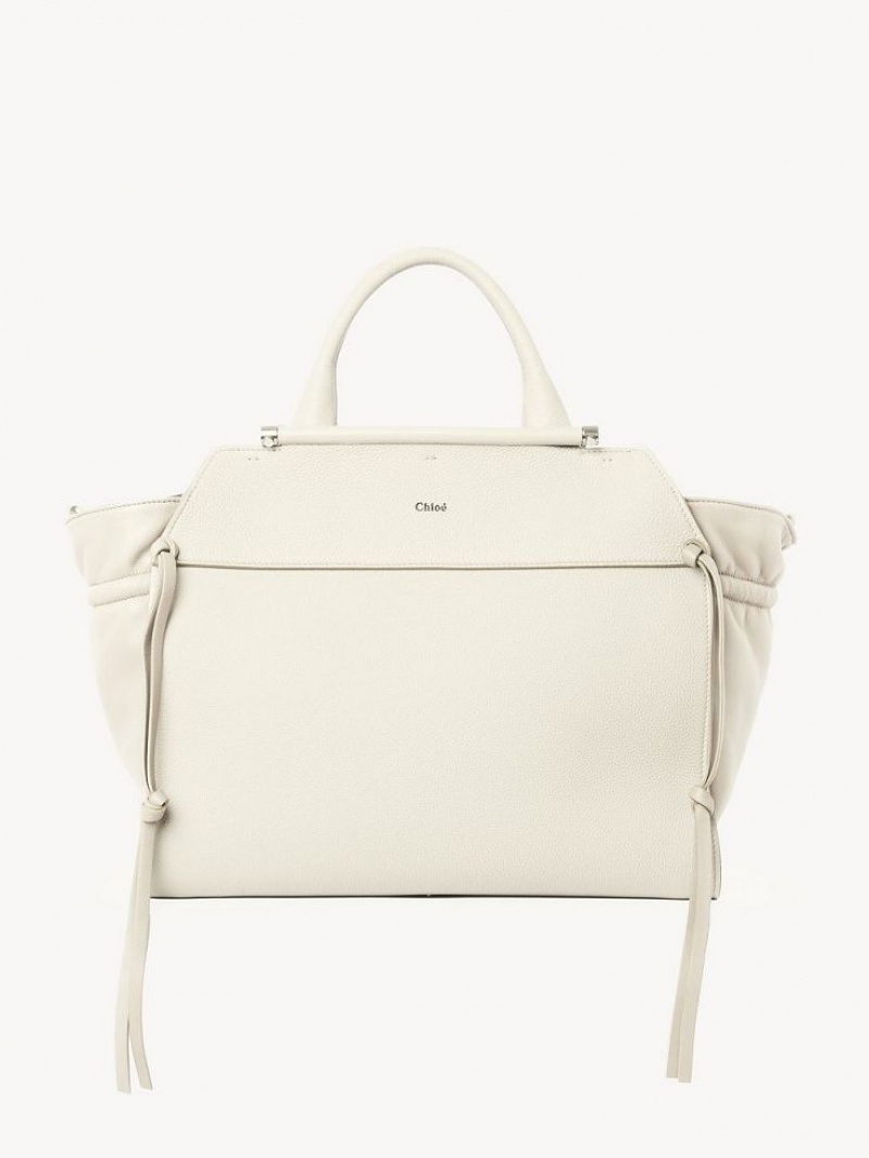 Bolso Tote Chloe Steph Medium Double Carry Blancos | CHE-SR13371