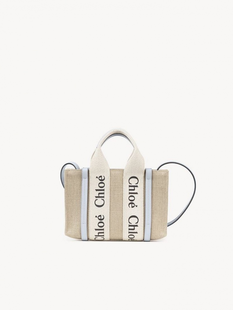 Bolsos Cruzados Chloe Mini Woody Blancos Azules | CHE-SR13506