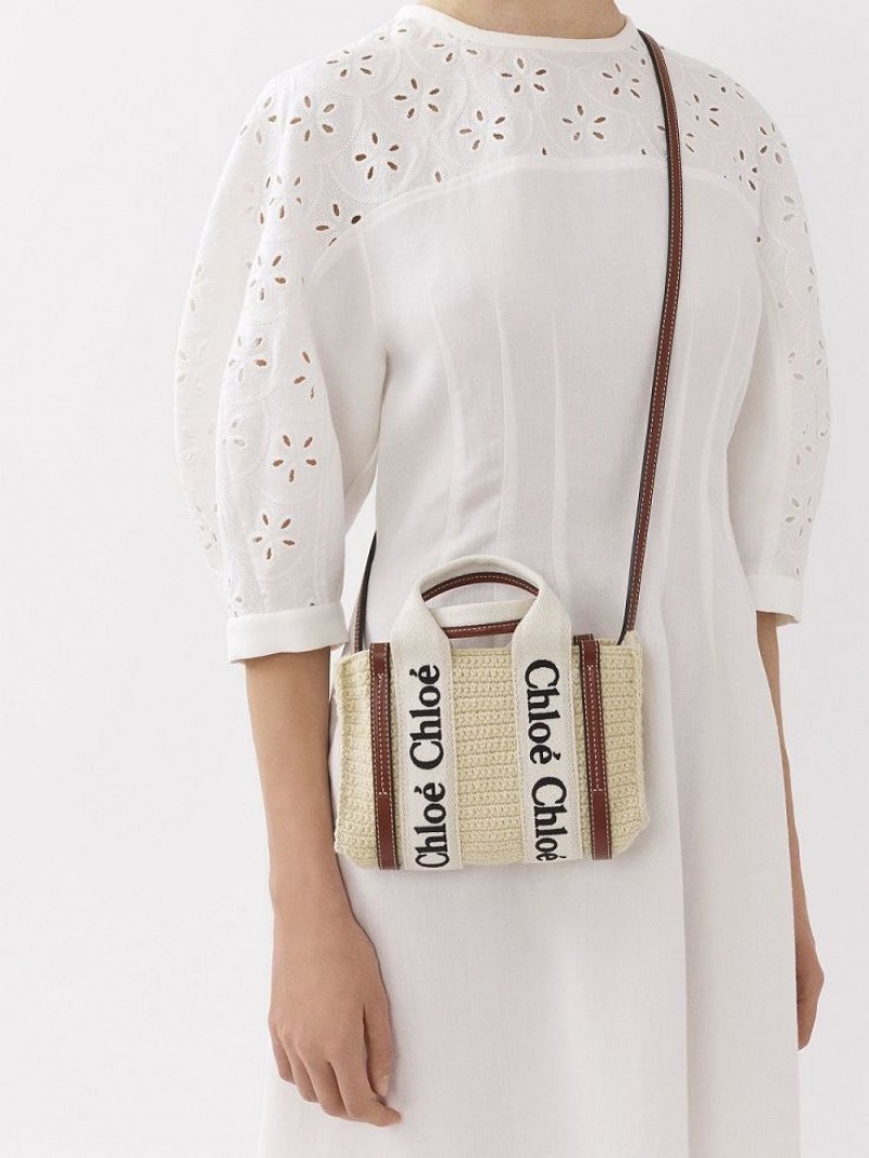 Bolsos Cruzados Chloe Mini Woody Marrom Beige | CHE-SR13585