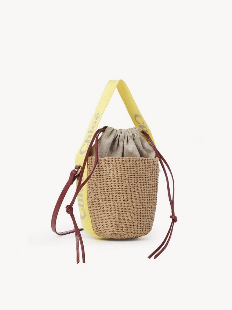 Bolsos Cruzados Chloe Small Woody Basket Amarillos Beige | CHE-SR13565