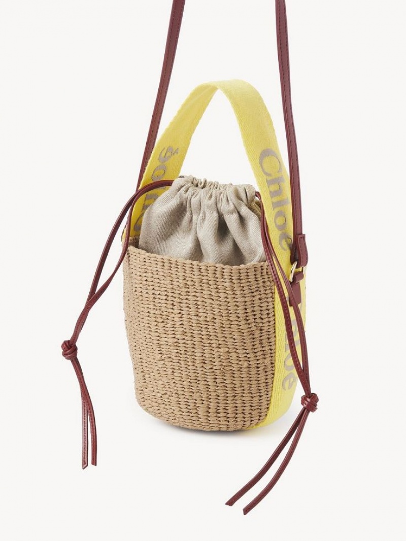 Bolsos Cruzados Chloe Small Woody Basket Amarillos Beige | CHE-SR13565