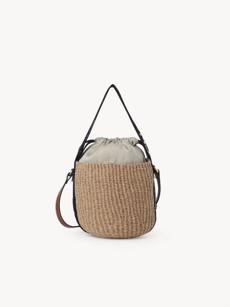 Bolsos Cruzados Chloe Small Woody Basket Negros Beige | CHE-SR13566